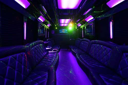 Party bus with comfortable seats