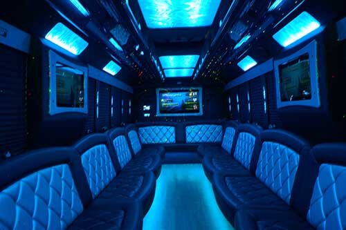 Party Bus Rental with custom designed ceiling
