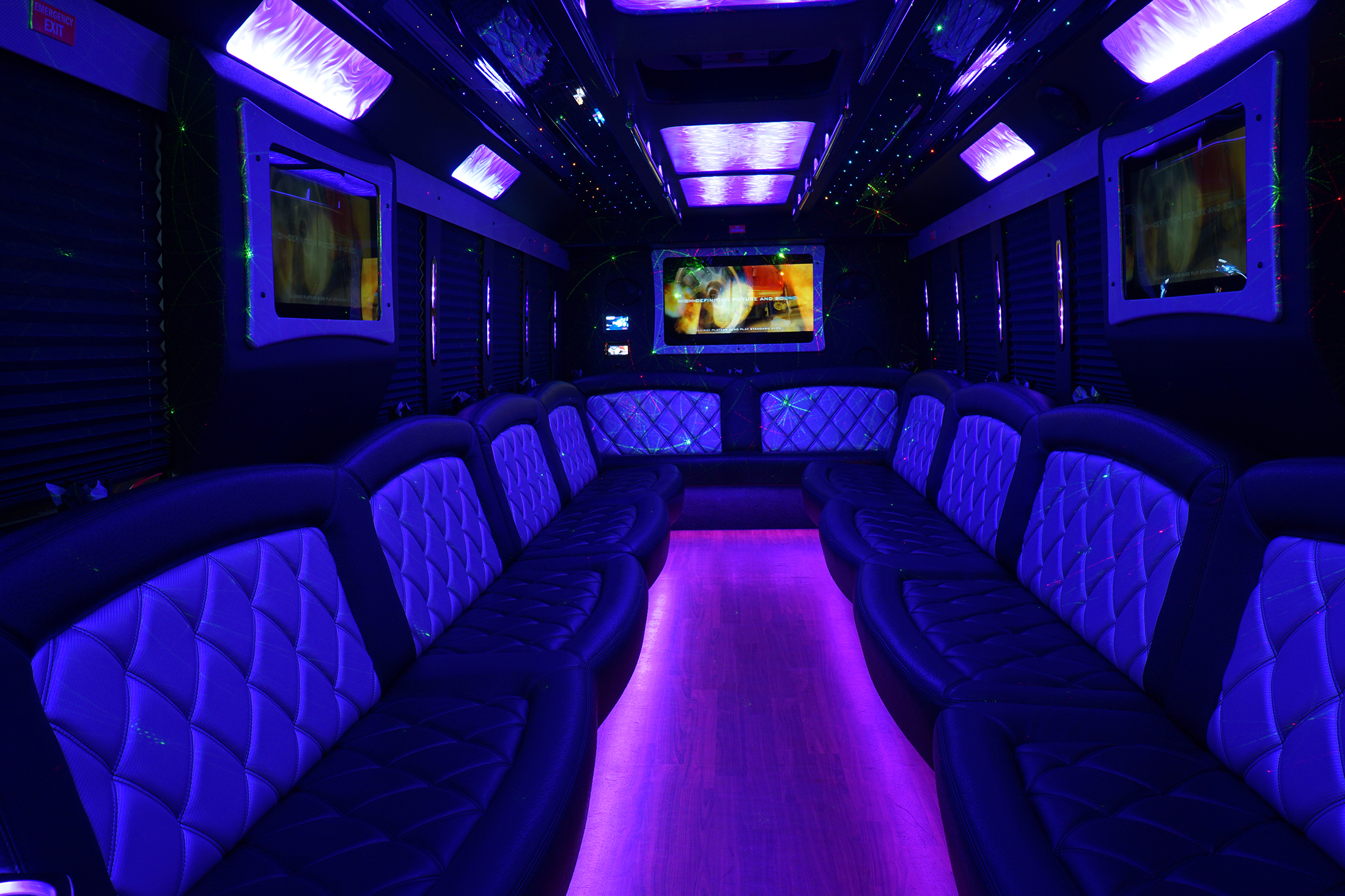 Party bus service with tinted windows